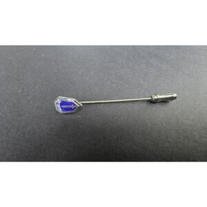 Military Army Follow Me Sword Shield Stick Pin Blue Enamel Silver Tone